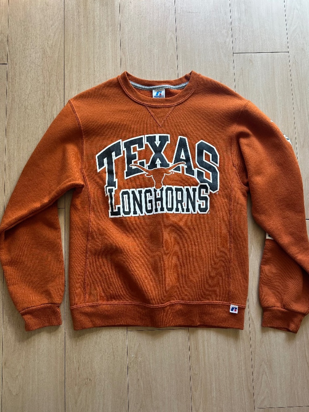 Vintage 90s Russell Athletic Texas Longhorns Crewneck Sweatshirt Orange Small UT